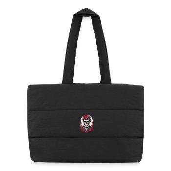 Crâne avec des roses - Sac shopping matelassé - noir - Devant