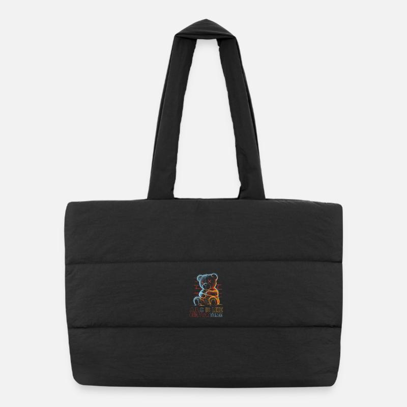 Loving Bear with Alphabet Drawing Puffer Shopping Bag