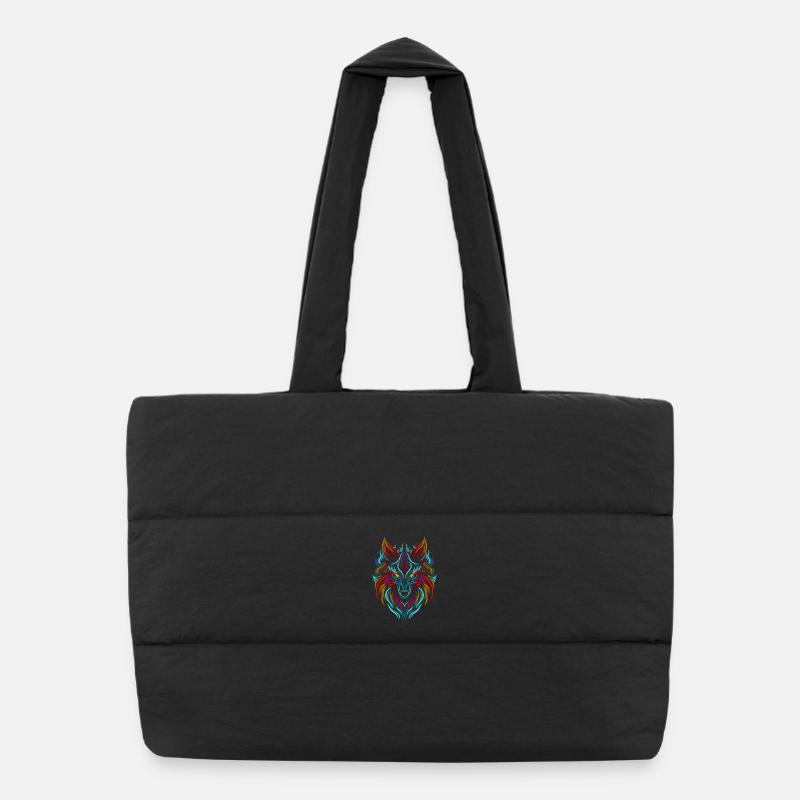 Tatouage de loup coloré Sac shopping matelassé
