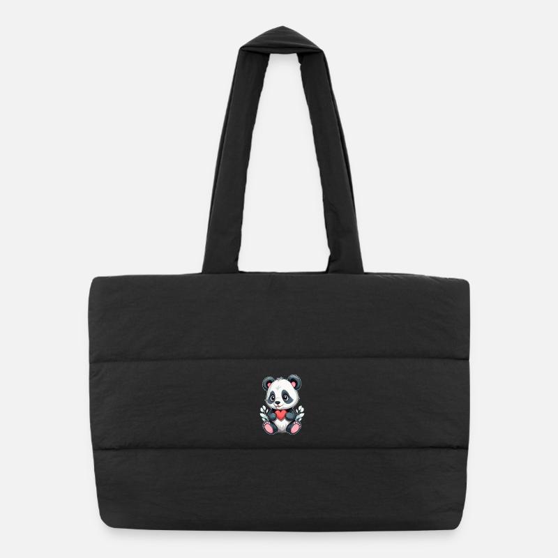 Panda avec cœur Sac shopping matelassé