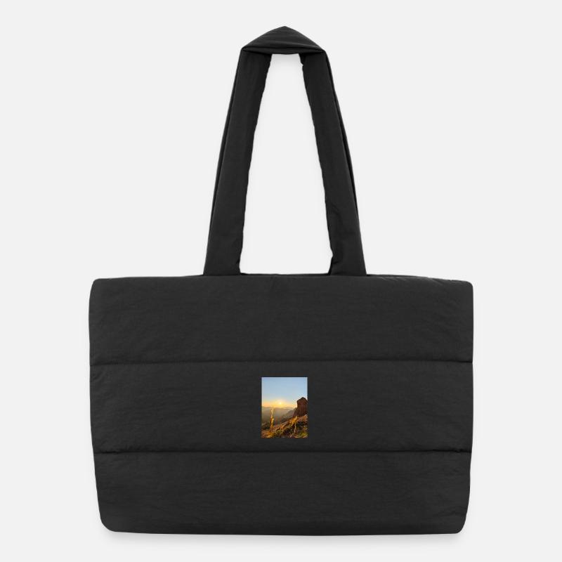 Coucher de soleil - Sac shopping matelassé - noir