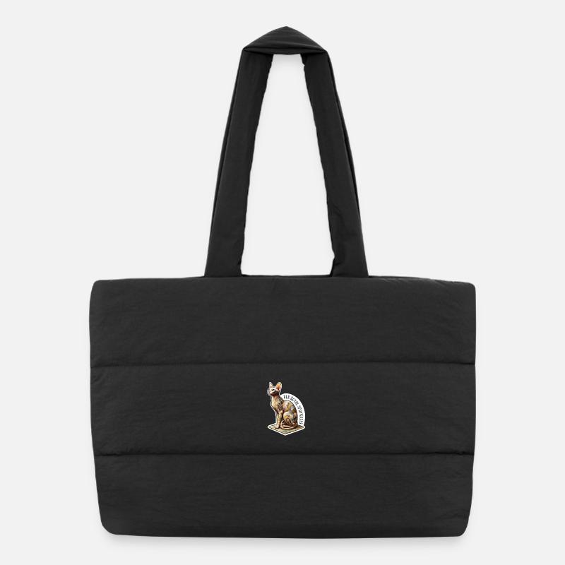 Sphynxess, Chat Spynx Artistique - Sac shopping matelassé - noir