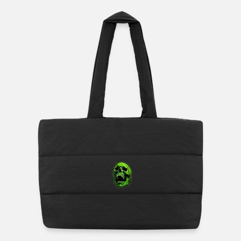 Grüner Vampirschädel - Puffer-Einkaufstasche - Schwarz