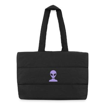 Silhouette de portrait extraterrestre minimaliste - Sac shopping matelassé - noir - Devant