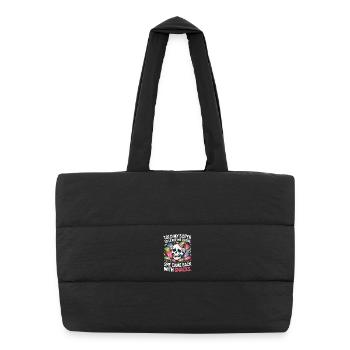 Funny Sister Love Snack Humor Quote - Puffer Shopping Bag - black - Front