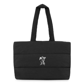 Samurai silhouette with katana and lettering - Puffer Shopping Bag - black - Front
