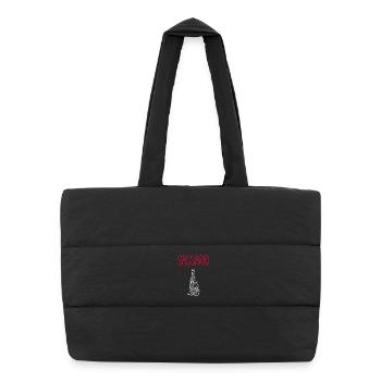 Sassario Wine &amp; Tapas Illustration - Puffer Shopping Bag - black - Front
