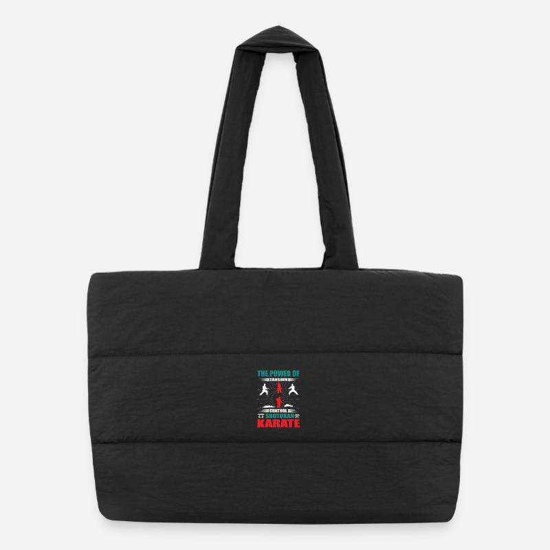 Shotokan Karate Zanshin Design - Puffer Shopping Bag - black
