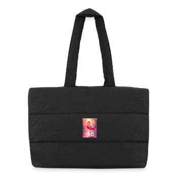 Flamingo – Geist der Anmut und Farbe - Puffer-Einkaufstasche - Schwarz - Vorne