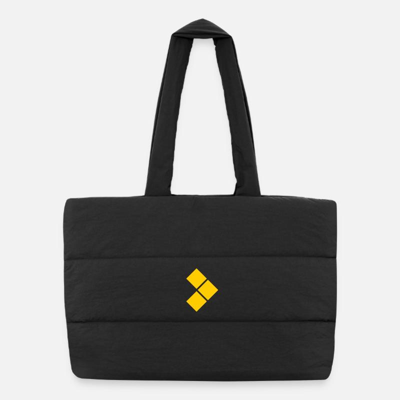 Geometric Yellow Diamond Grid Puffer Shopping Bag