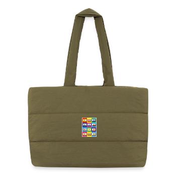 Pop Art Cassette Tapes - Puffer Shopping Bag - safari green - Front