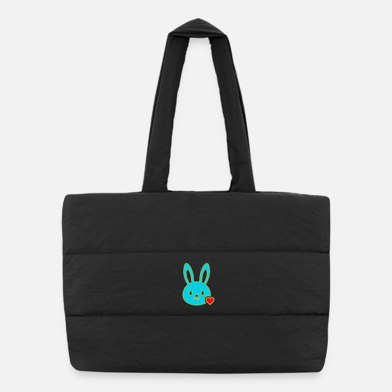 Vecteur mignon Tête de lapin Tête de lapin Y2K Sac shopping matelassé
