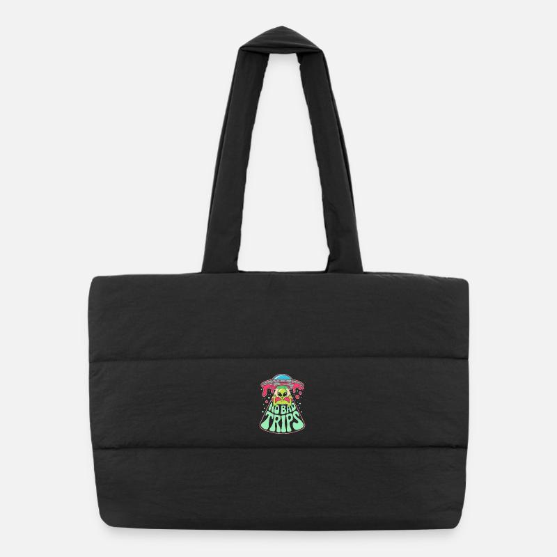 No Bad Trips OVNI extraterrestres Psychédélique Rétro Art Sac shopping matelassé