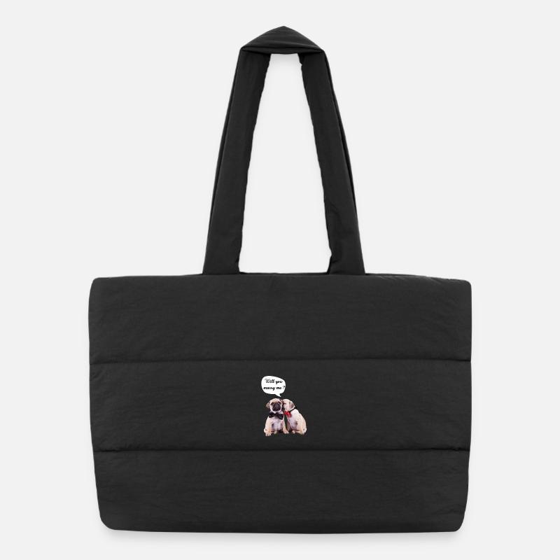 Will you marry me? - Sac shopping matelassé - noir
