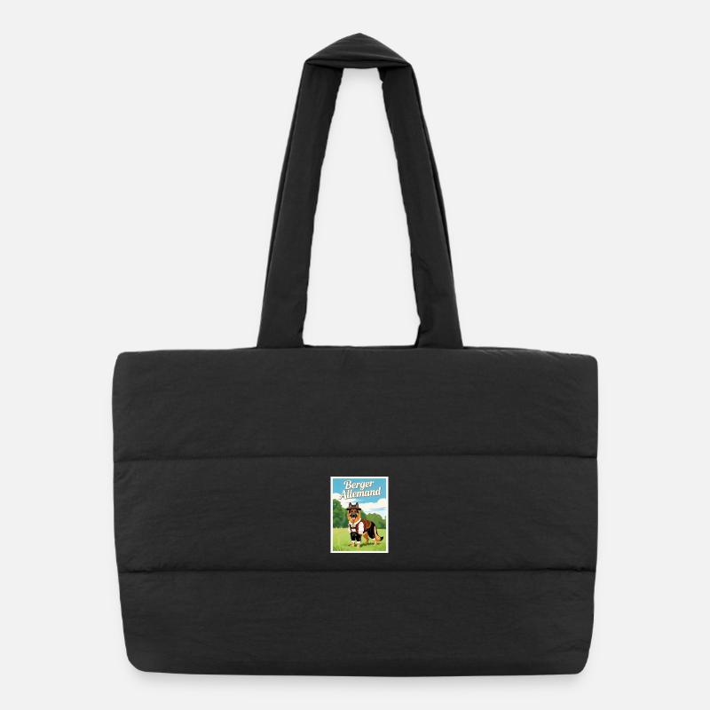 German Shepherd in Bavarian costume - Puffer Shopping Bag - black