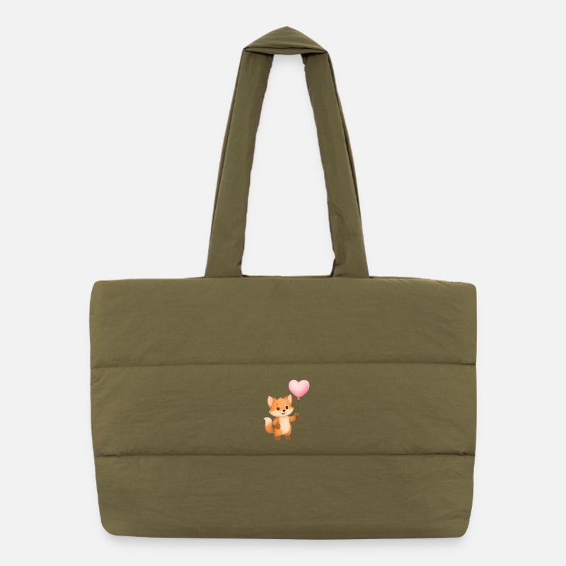Heart Balloon Fox Puffer Shopping Bag