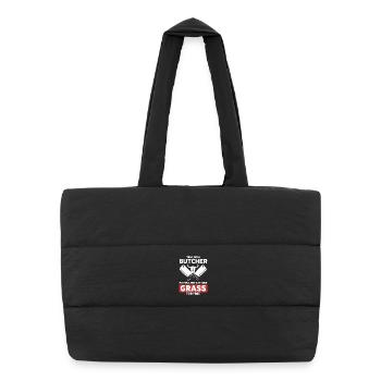 Humour Boucher Coupe Pas Herbe - Sac shopping matelassé - noir - Devant