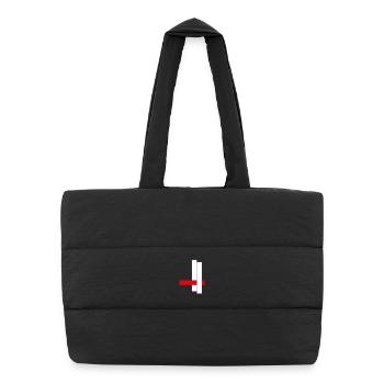 Geometric Contrast Red Black White - Puffer Shopping Bag - black - Front