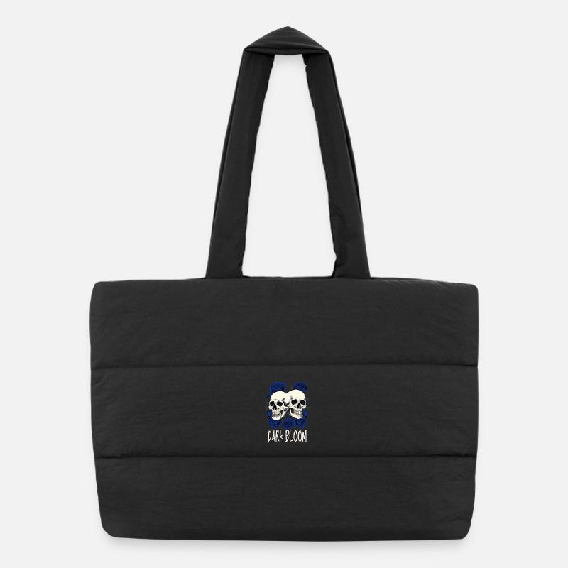 Dark Bloom – Gothic Skulls and Roses Puffer Shopping Bag