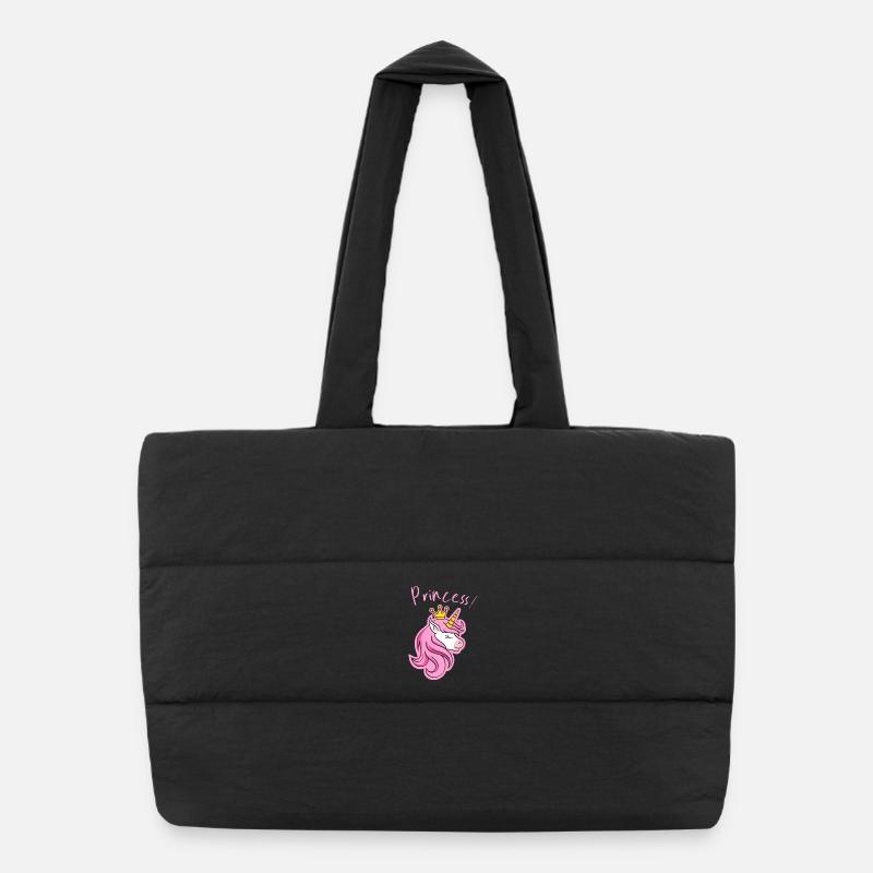 Majestätischer Einhorn-Kronen-Print - Puffer-Einkaufstasche - Schwarz