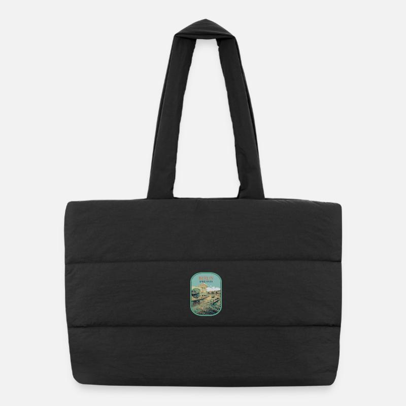 Modern Architecture Berlin Illustration Puffer Shopping Bag