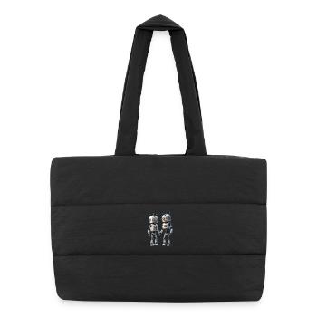 Robot Couple - Puffer Shopping Bag - black - Front
