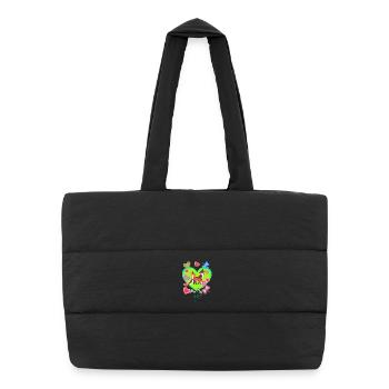 Retro Fuchs Füchse Vintage 80er 90er Füchsin - Puffer-Einkaufstasche - Schwarz - Vorne