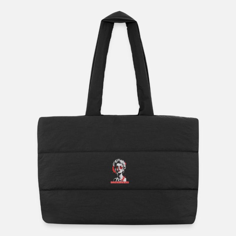 Icône féminine du pop art avec accent rouge Sac shopping matelassé