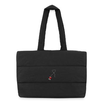 Here cut heart, scissors, blood, wound, pain, - Puffer Shopping Bag - black - Front