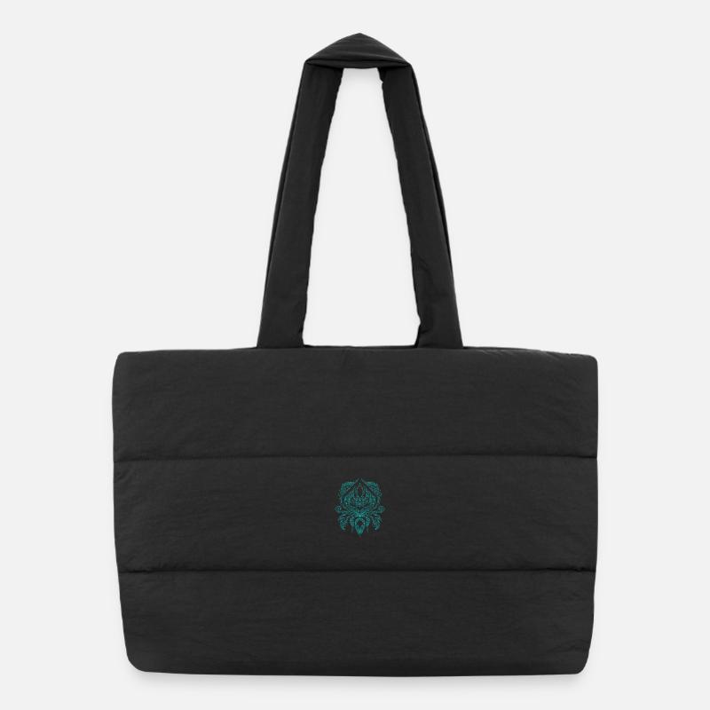 Turquoise Ornament Tribal Pattern Puffer Shopping Bag