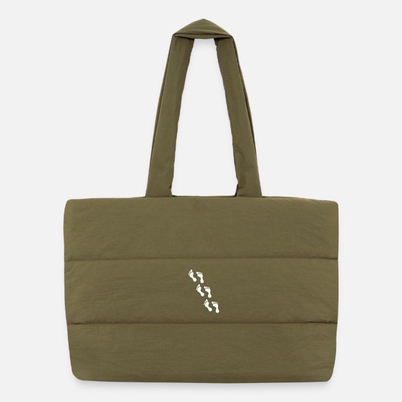 Small footprints on black Puffer Shopping Bag