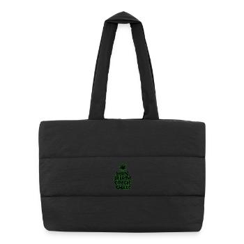 Chemise fumeuse de cultivateur de cannabis au cannabis Vibrades vertes - Sac shopping matelassé - noir - Devant