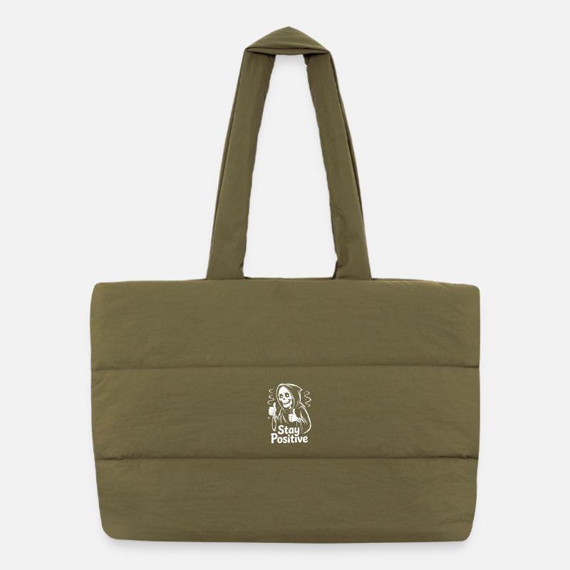 Skeleton Stay Positive Puffer Shopping Bag