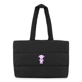 KawaiiDOGGOS – Flora-Druck - Puffer-Einkaufstasche - Schwarz - Vorne