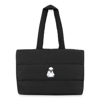 Poulet Kawaii – Poulet Silkie Moelleux - Sac shopping matelassé - noir - Devant