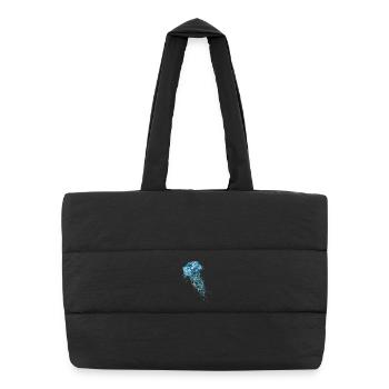 blue jellyfish with corals, shells and sea anemones - Puffer Shopping Bag - black - Front