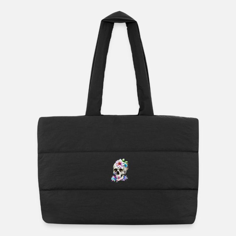 Crâne avec lys Sac shopping matelassé