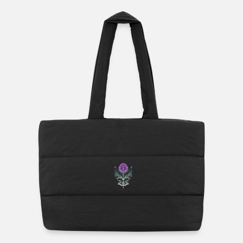 Thistle with butterfly mother knot Puffer Shopping Bag