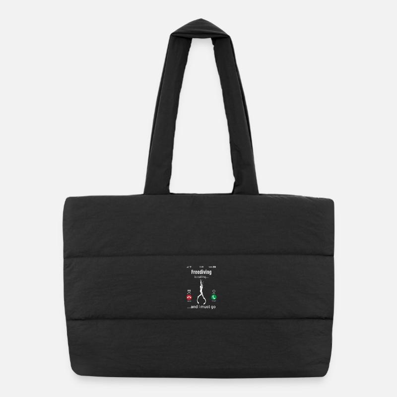 Freediving Is Calling And I Must Go Funny Design - Puffer Shopping Bag - black
