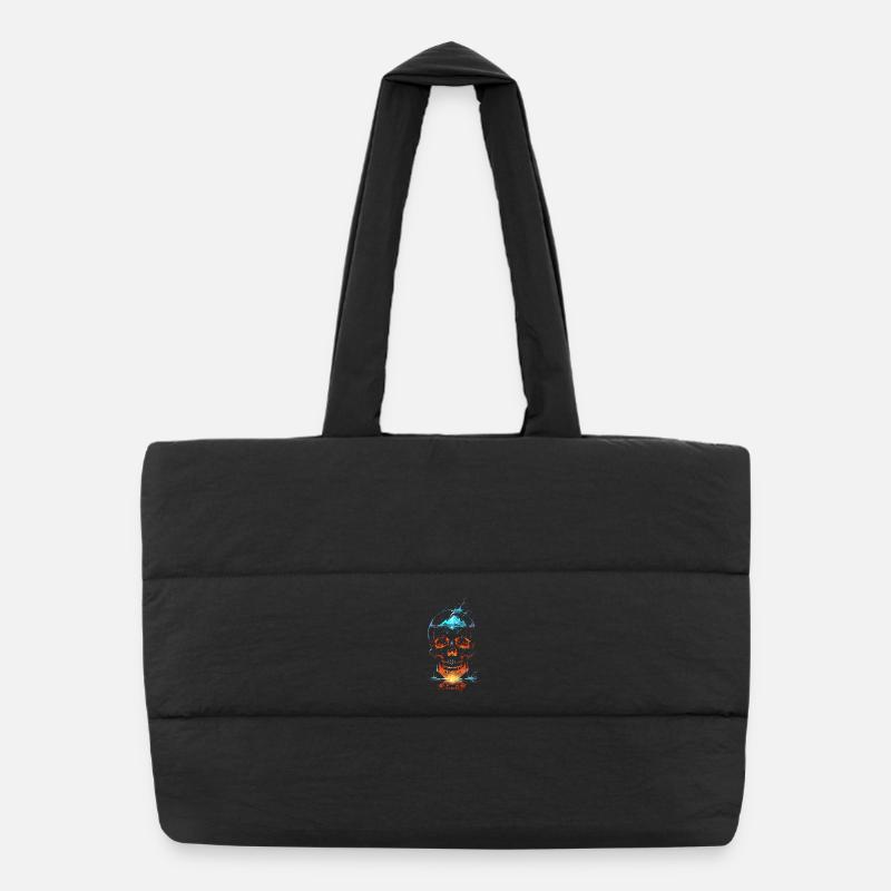 Crâne de Feu et Glace Éclatant Sac shopping matelassé