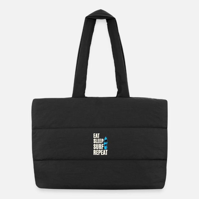 Eat Sleep Surf Repeat Puffer-Einkaufstasche
