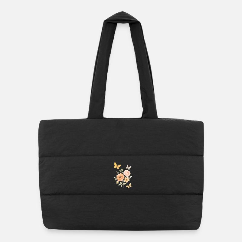 Fleurs pastel motifs papillon Sac shopping matelassé
