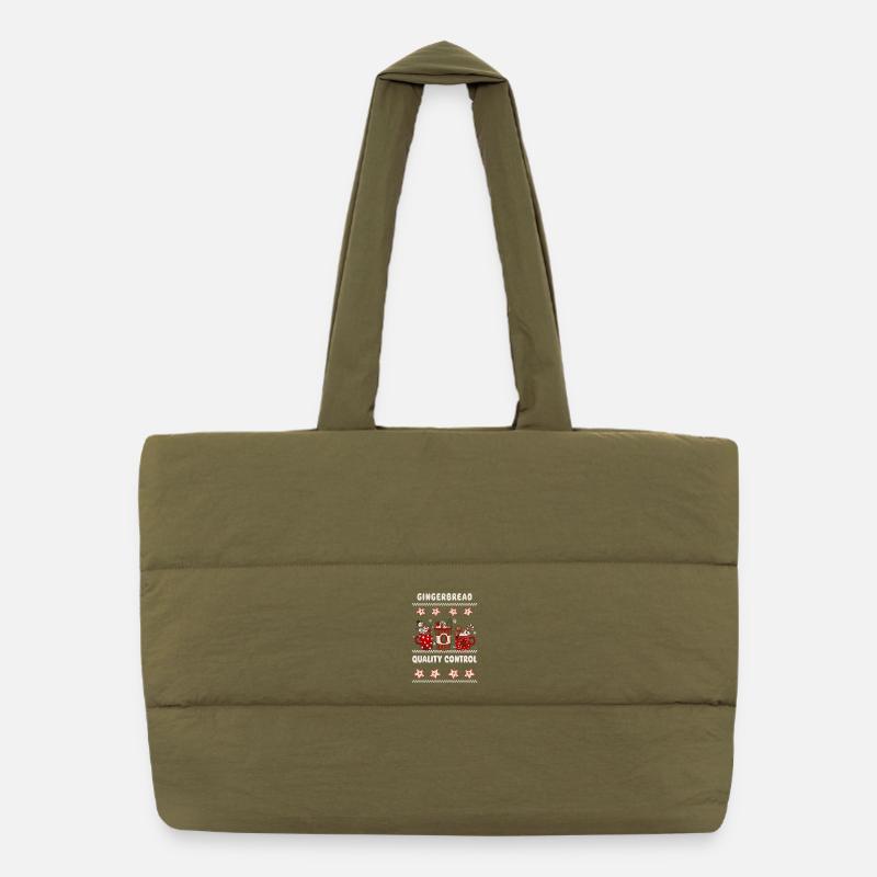 Gingerbread Quality Control - Christmas Puffer Shopping Bag
