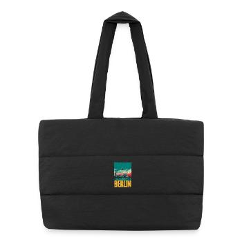 Imprimé vintage de la Berlin Skyline - Sac shopping matelassé - noir - Devant