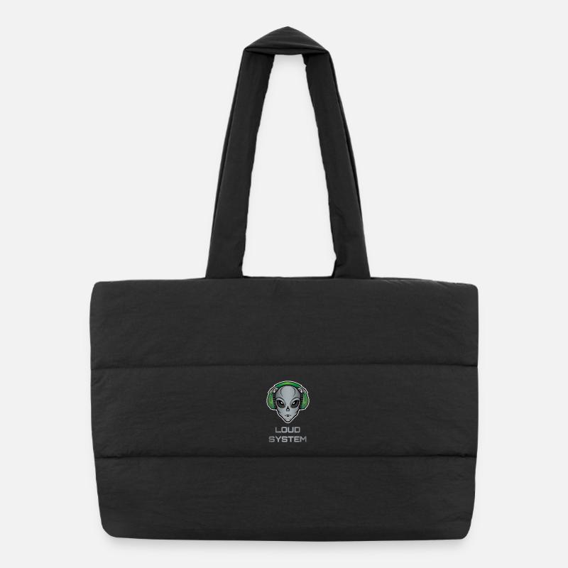 DJ Alien – Lautes System - Puffer-Einkaufstasche - Schwarz