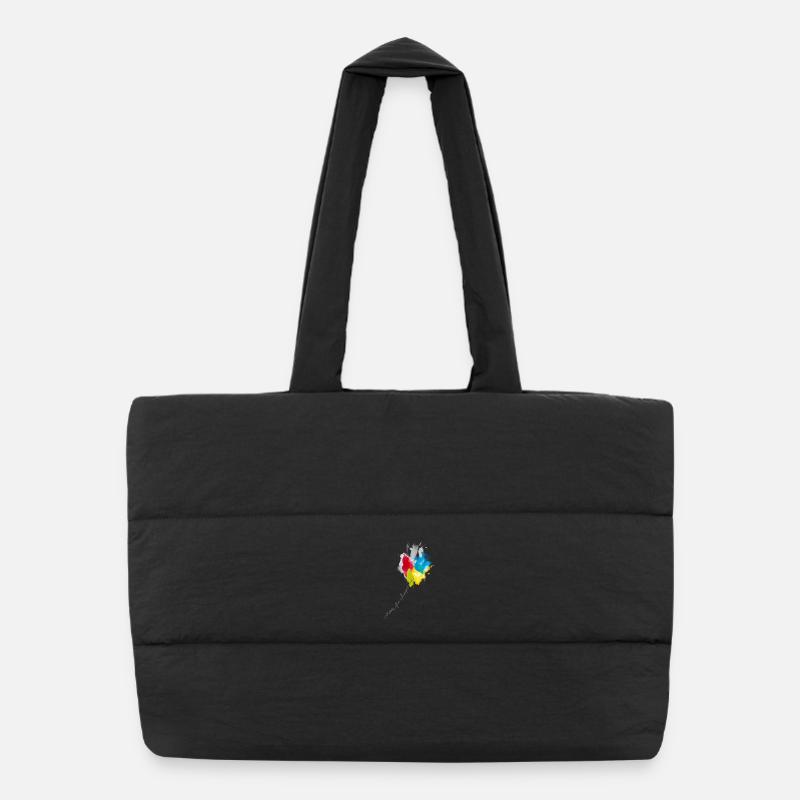Kaléidoscope en cascade de couleur - Sac shopping matelassé - noir