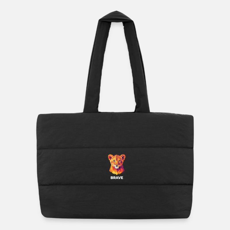 Art pop de lionceau géométrique courageux Sac shopping matelassé