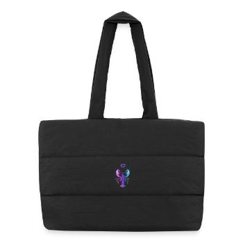 Cancer Zodiac Sign – Retro Neon Style – Astrology - Puffer Shopping Bag - black - Front