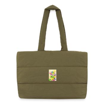 Art floral - Sac shopping matelassé - safari green - Devant