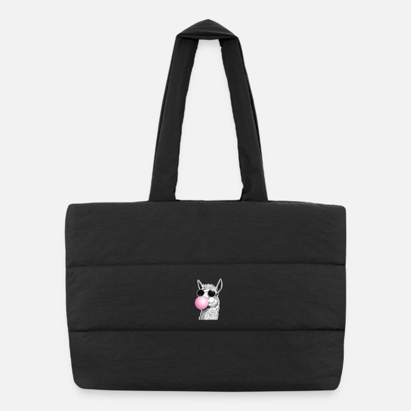 Lama bubble avec lunettes de soleil humour - Sac shopping matelassé - noir